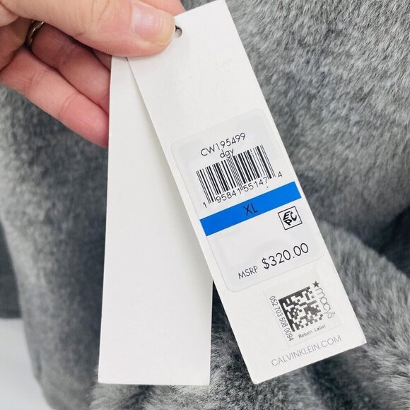 Calvin Klein Womens Size XL Soft Faux-Fur Mid-Length Anorak Coat in Gray $320 - Picture 7 of 10